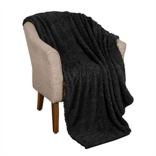 Superior arctic boho knit jacquard fleece throw blanket medium weight fluffy bedding by