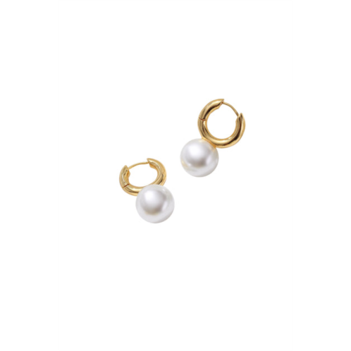 Classicharms golden pearl drop hoop earrings