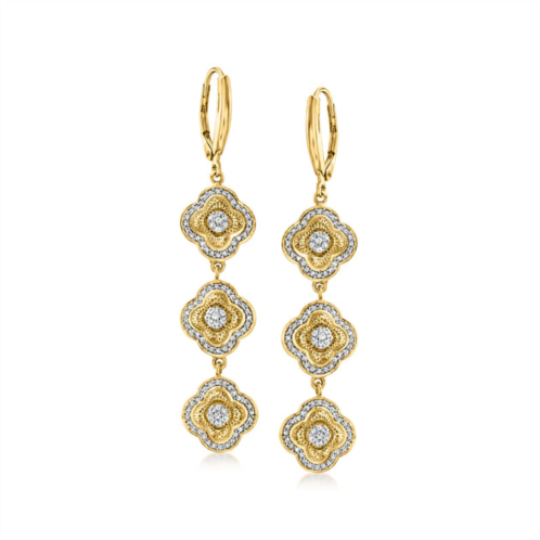 Ross-Simons diamond floral linear drop earrings in 18kt gold over sterling