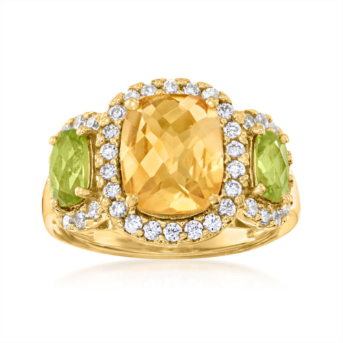 Ross-Simons citrine ring with peridots and . white zircon in 18kt gold over sterling