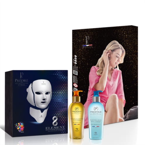 Predire Paris facial revitalization led mask w/ essential skincare set-pink robe