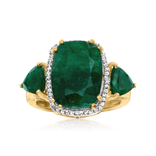 Ross-Simons emerald and . diamond ring in 18kt gold over sterling
