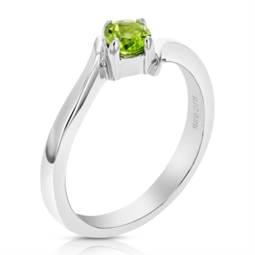 Vir Jewels 1/4 cttw peridot ring .925 sterling silver with rhodium plating round shape 4 mm