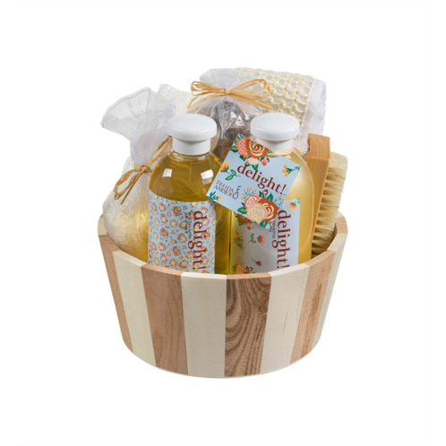 Freida and Joe spell bound love spa skin care set in vintage wooden gift basket