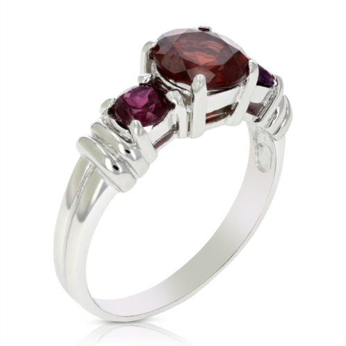 Vir Jewels 1.20 cttw 3 stone garnet ring in .925 sterling silver with rhodium plating round