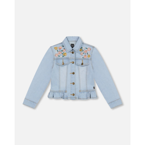 Deux par Deux jean jacket with embroidery light blue denim