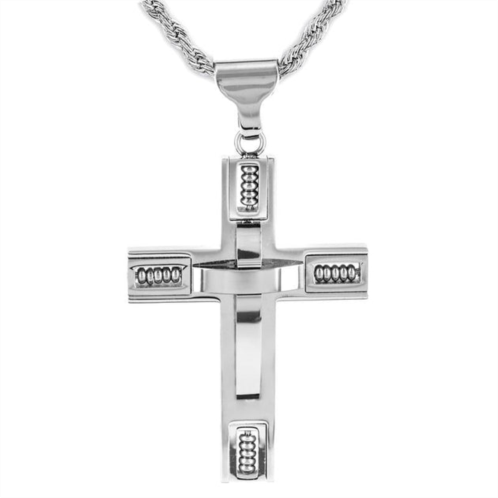 Crucible Jewelry crucible beaded layered stainless steel cross pendant