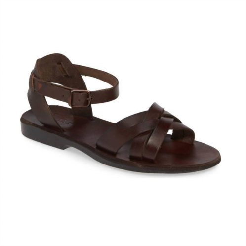 Jerusalem Sandals womens chloe leather adjustable sandal in brown