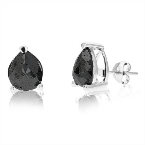 Vir Jewels 5 cttw pear shape black diamond stud earrings .925 sterling silver prong set