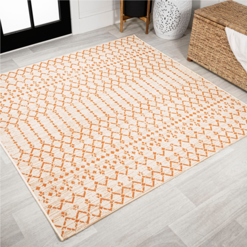 JONATHAN Y ourika moroccan geometric textured weave indoor/outdoor cream/black runner rug