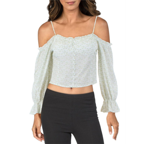 Line & Dot nikki womens embroidered off the shoulder pullover top