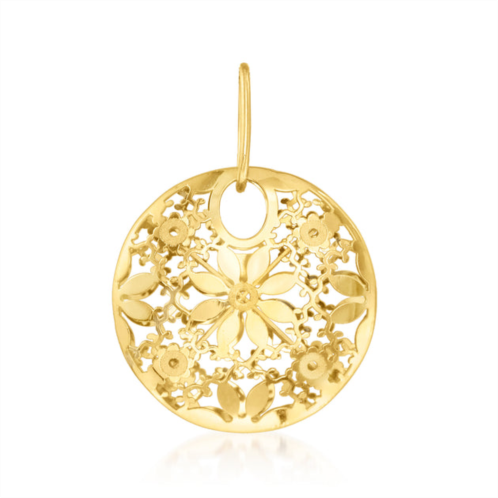 Ross-Simons italian 14kt yellow gold circle flower pendant