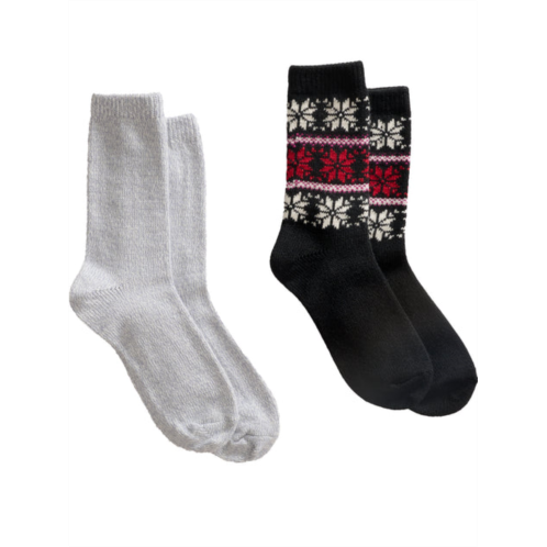 HUE womens snowflake boot socks 2-pack
