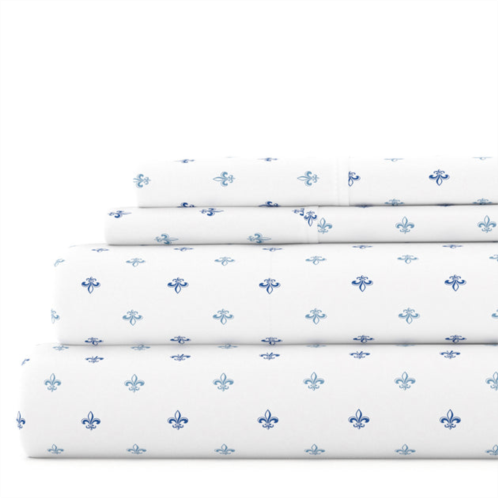 Ienjoy Home lily navy pattern sheet set ultra soft microfiber bedding, queen