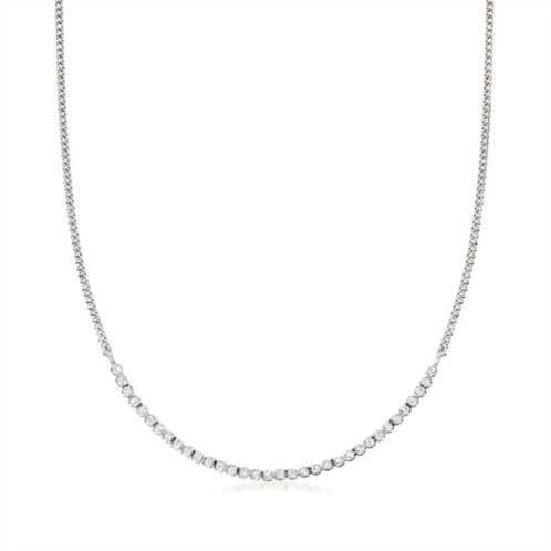 RS Pure by ross-simons diamond half-tennis necklace in sterling silver