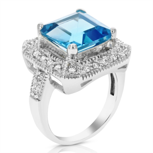 Vir Jewels 2.90 cttw swiss blue topaz ring 10 mm princess cut .925 sterling silver 10 mm