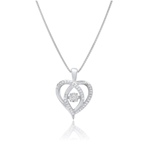 MAX + STONE dancing diamond miraculous love real diamond heart pendant necklace in sterling silver (1/6 ct.tw), 18 chain