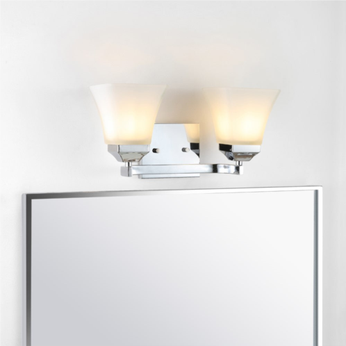 JONATHAN Y staunton 15 2-light iron/glass modern cottage led vanity light