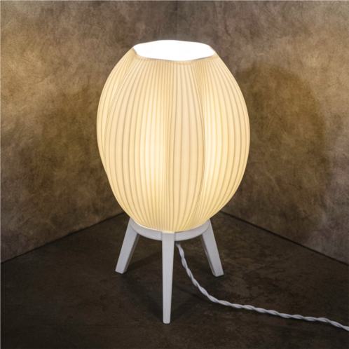 JONATHAN Y wavy 16.5 modern contemporary plant-based pla 3d printed dimmable led table lamp, white