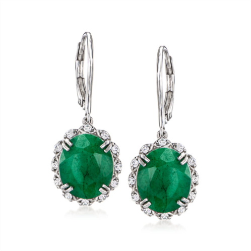 Ross-Simons emerald drop earrings with . white topaz in sterling silver