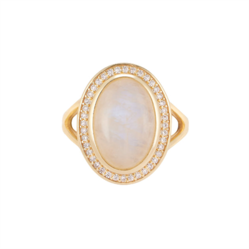 Adornia Fine adornia moonstone halo ring 14k gold vermeil