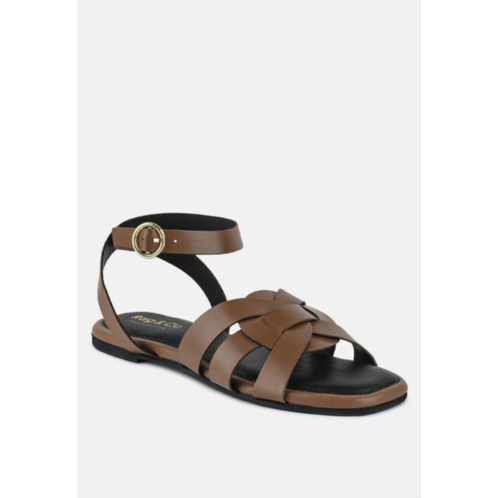 Rag & Co ashton tan flat ankle strap sandals