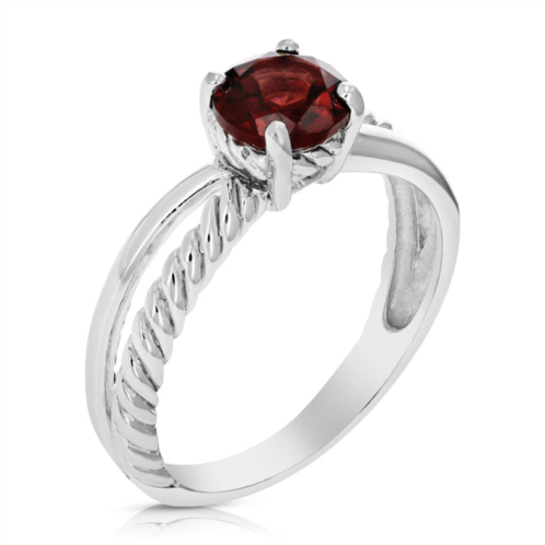 Vir Jewels 0.80 cttw garnet ring .925 sterling silver with rhodium plating round shape 7 mm