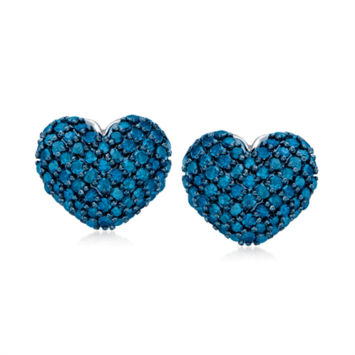 Ross-Simons blue diamond heart earrings in sterling silver