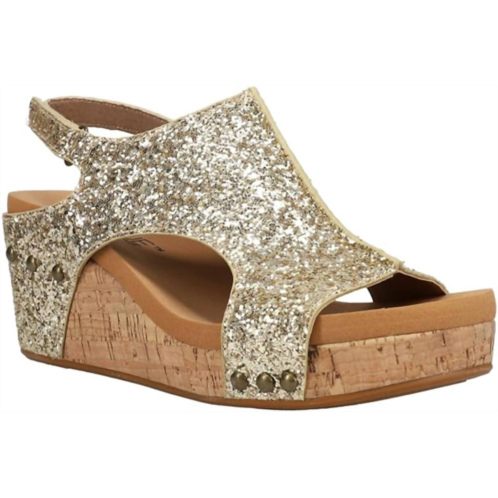 Corkys Footwear carley wedges in gold glitter