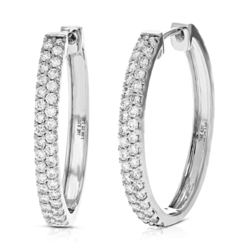 Vir Jewels 1 cttw diamond hoop earrings for women, round lab grown diamond earrings in 14k white gold, prong setting, 3/4 inch