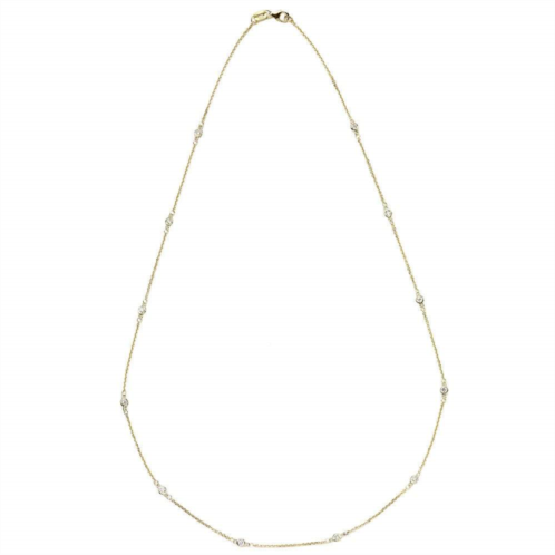 Suzy Levian 14k gold 1/3ct tdw bezel diamond station necklace