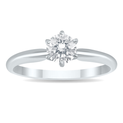 Monary 1/2 carat diamond solitaire ring in 14k white gold