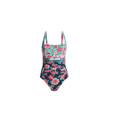 Johnny Was japer ruched one piece swimsuit floral print swimsuit