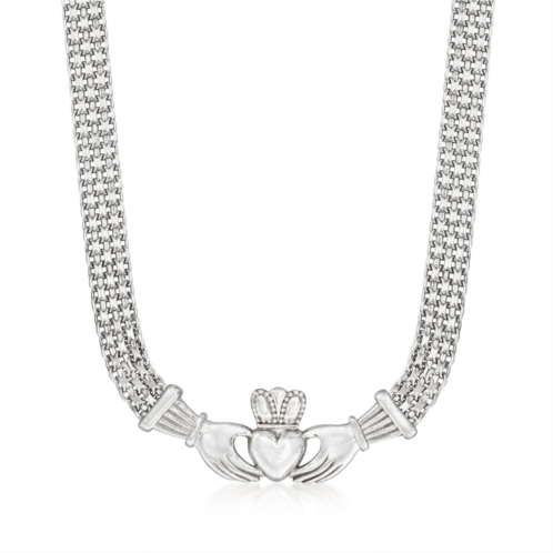 Ross-Simons sterling silver bismark-link claddagh necklace