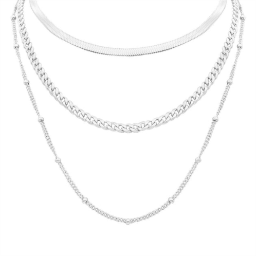 Adornia layered chain necklace silver