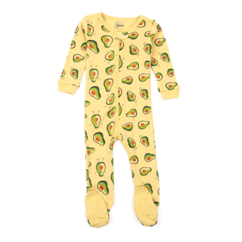 Leveret kids footed cotton pajamas avocado