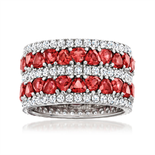 Ross-Simons simulated ruby and cz eternity band in sterling silver
