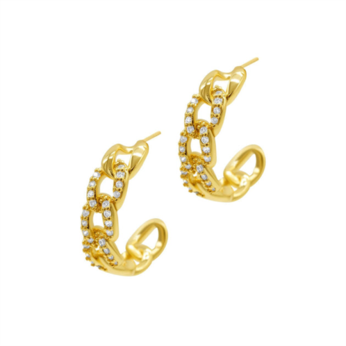 Adornia curb chain crystal huggie hoop earrings