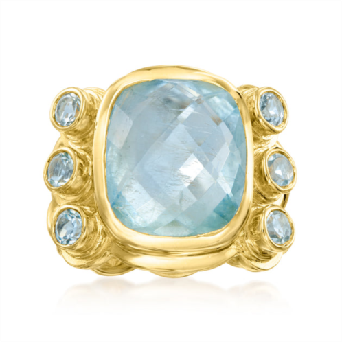 Ross-Simons aquamarine and . sky blue topaz ring in 18kt gold over sterling