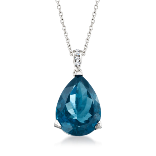 Ross-Simons london blue topaz pendant necklace with diamond accents in sterling silver