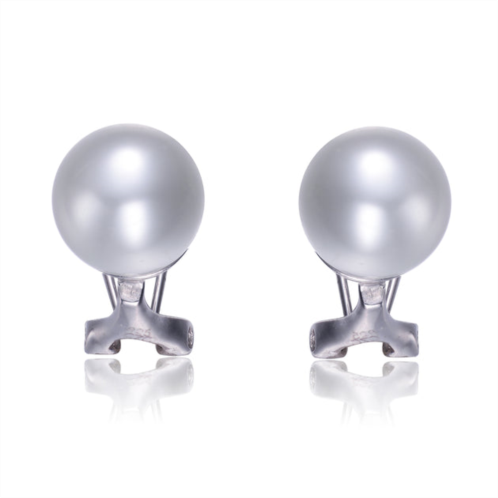 Genevive sterling silver white pearl stud earrings