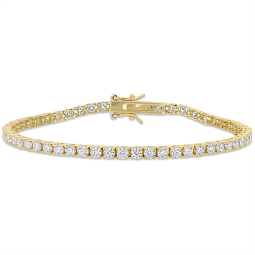Mimi & Max 5 1/10 ct dew created moissanite tennis bracelet in yellow gold plated sterling silver