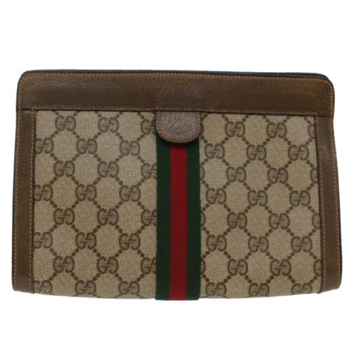 Gucci shima line canvas clutch bag (pre-owned)