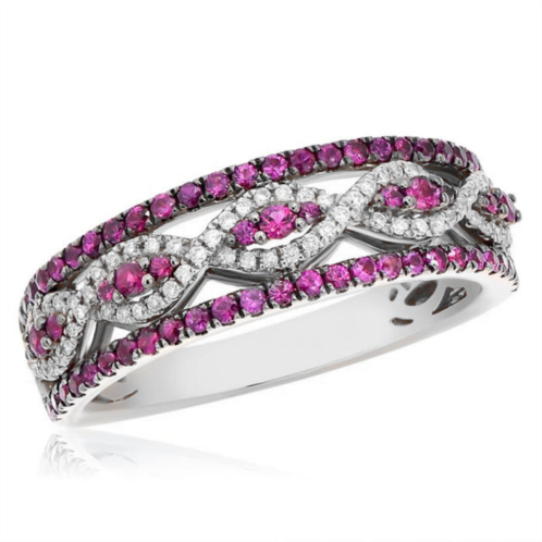 Diana M. 14kt white gold ruby ring features 0.56ct of rubies and 0.15ct of diamonds
