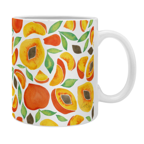 Deny Designs cat coquillette peaches green leaves coffee mug