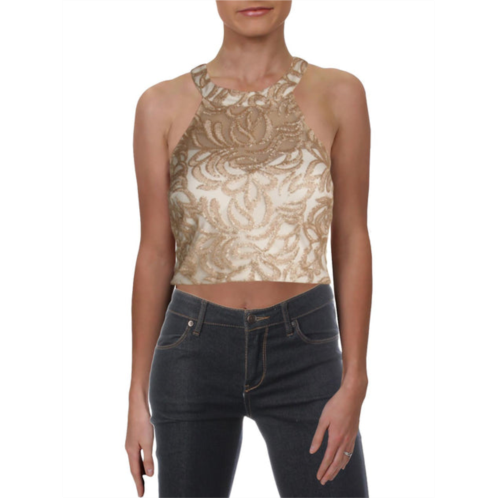 TLC Say Yes To The Prom juniors womens metallic embroidered crop top