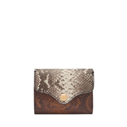 Fossil womens heritage python effect embossed leather trifold