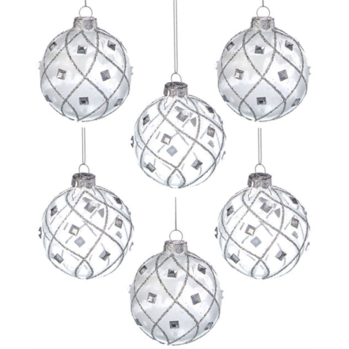 Kurt Adler 6pc 80mm jeweled glass ball christmas ornaments