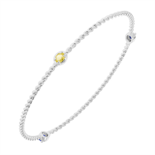 Vir Jewels 2/5 cttw yellow sapphire bangle bracelet brass with rhodium plating oval cable