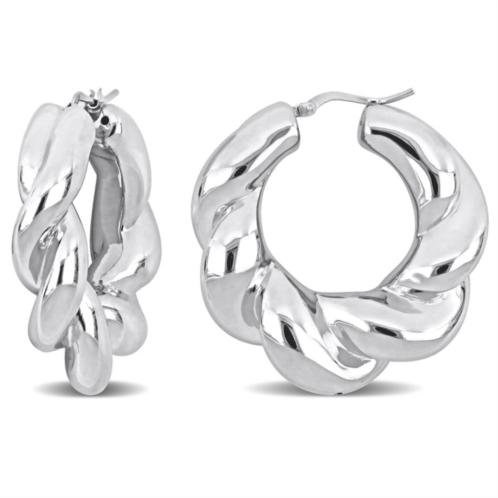 Mimi & Max 39 mm twisted hoop earrings in sterling silver